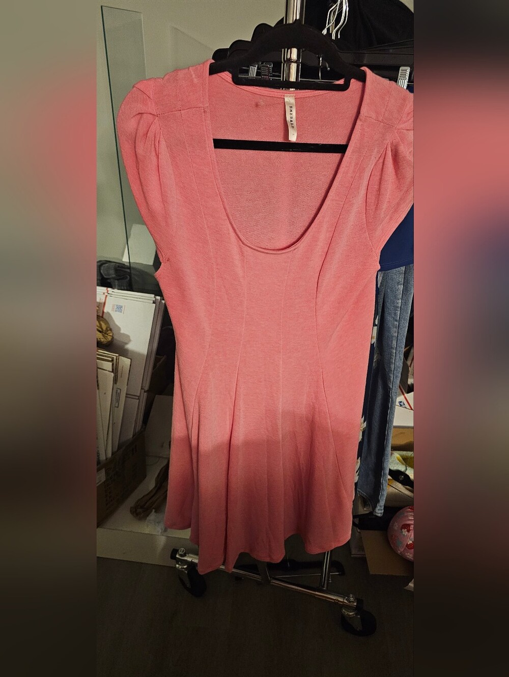 Women's Pink Scoop Neck Fit-and-Flare Top